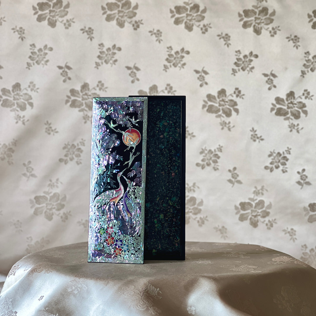 Mother-of-Pearl Stationary Box: Crane, Pine and Plum Blossom Motif