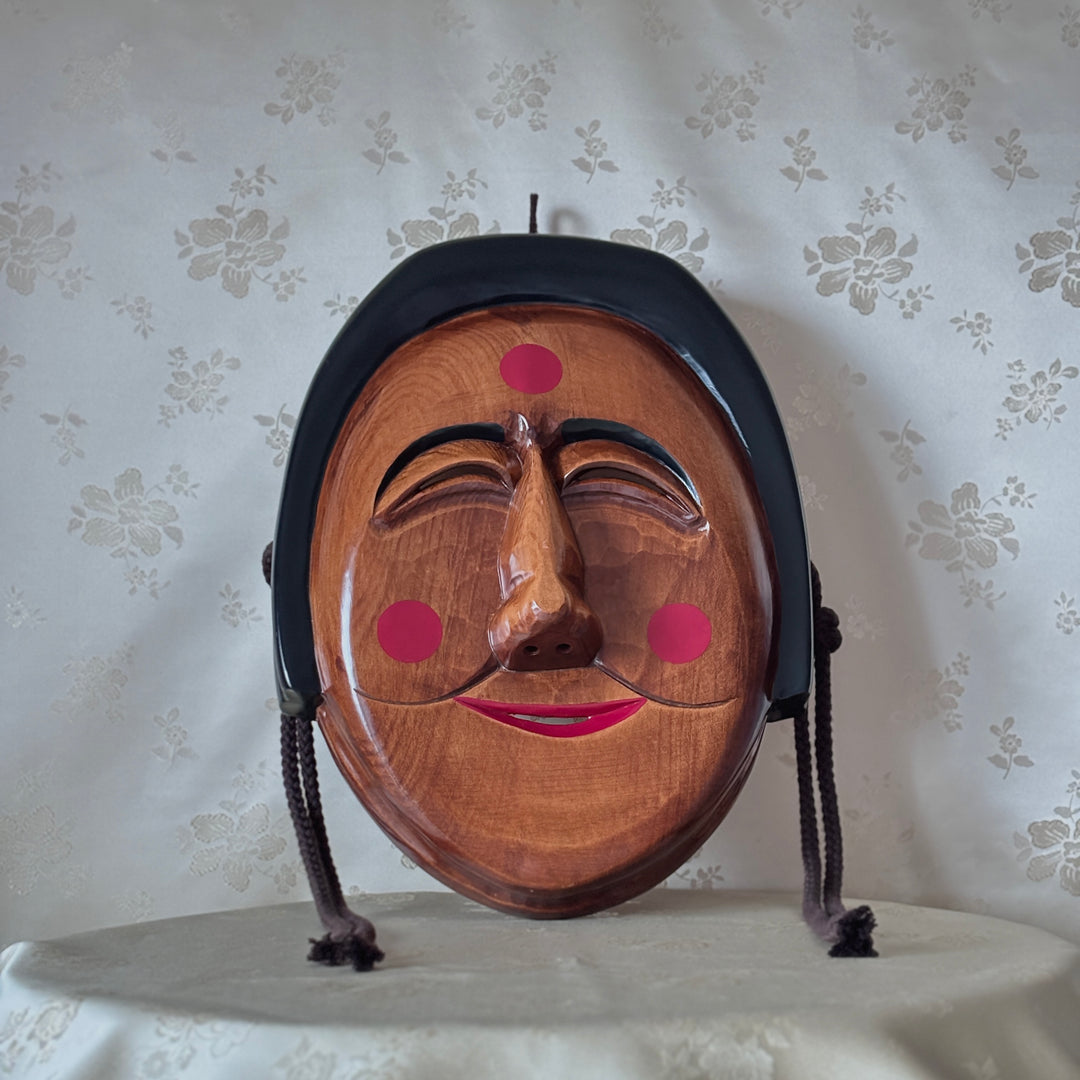 Wooden Hahoe Mask Set: Grand-Scale Nobleman and Bu-Ne Character for Wall Decor