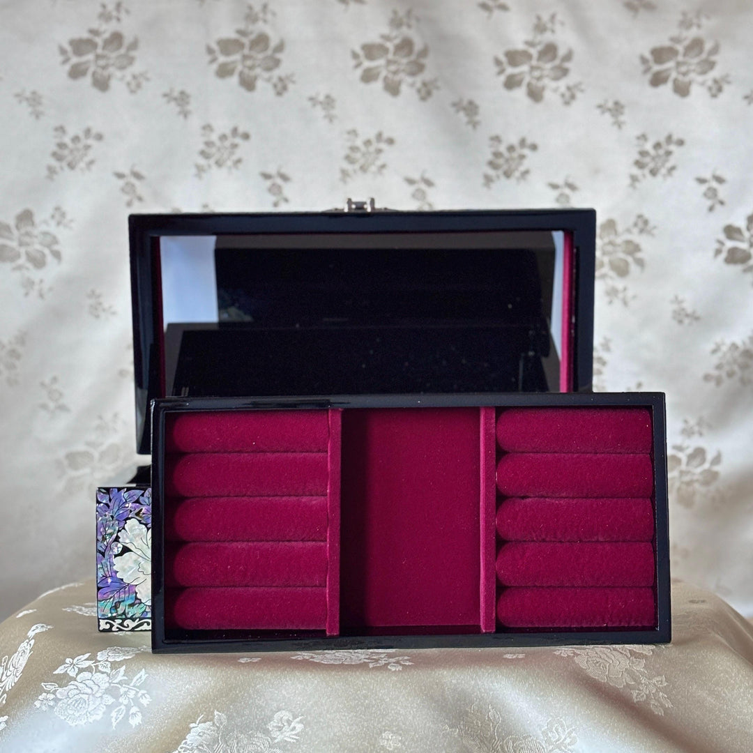 Mother of Pearl Jewelry Box: Peony Garden Motif
