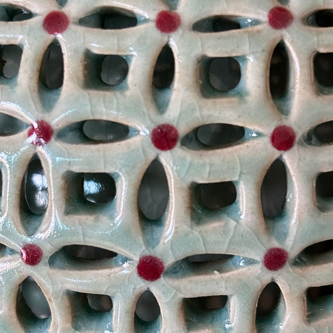 Celadon Vase with Double-Wall Chilbo Openwork and Inlaid Chrysanthemum Motif