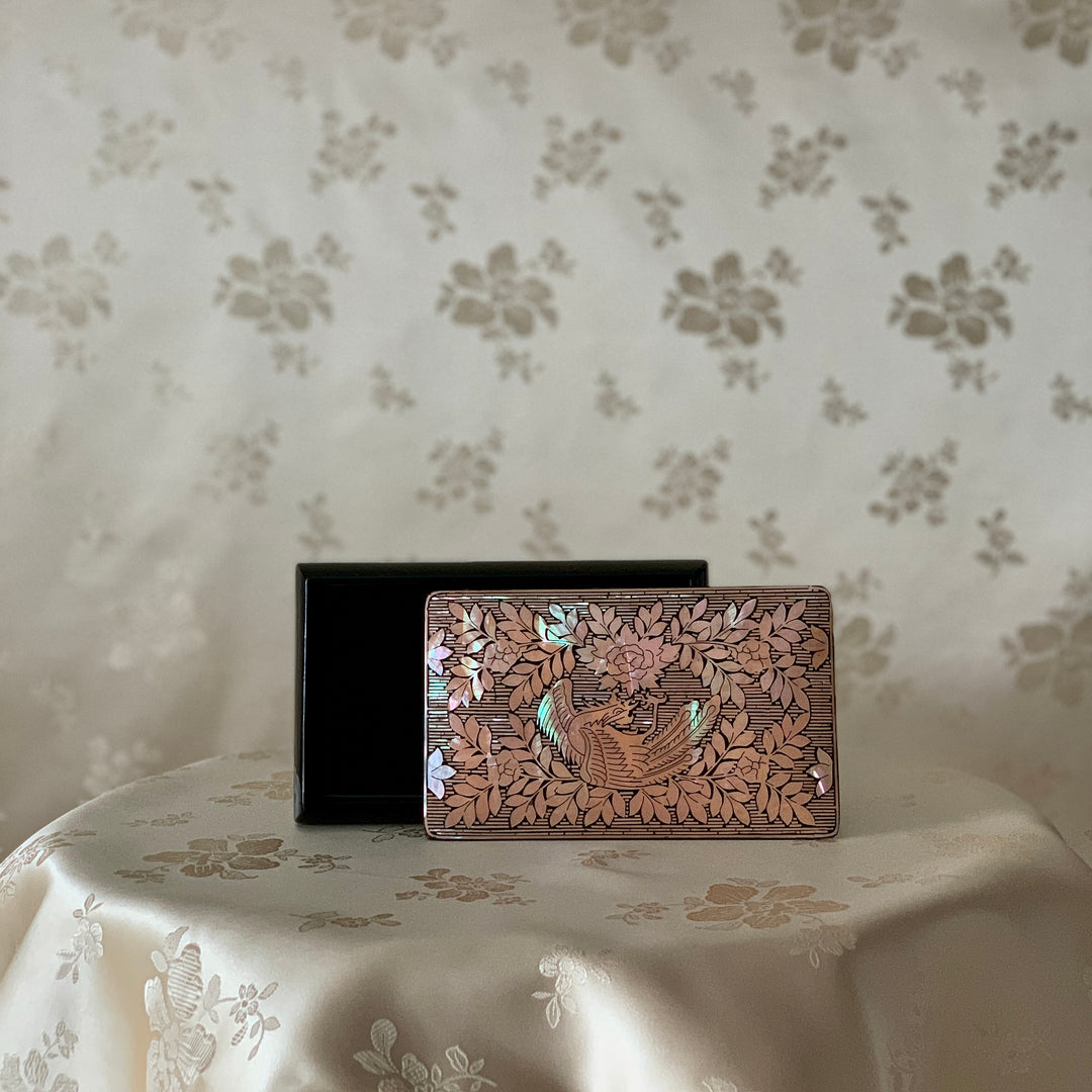 Mother-of-Pearl Lidded Box: Phoenix amid Peonies