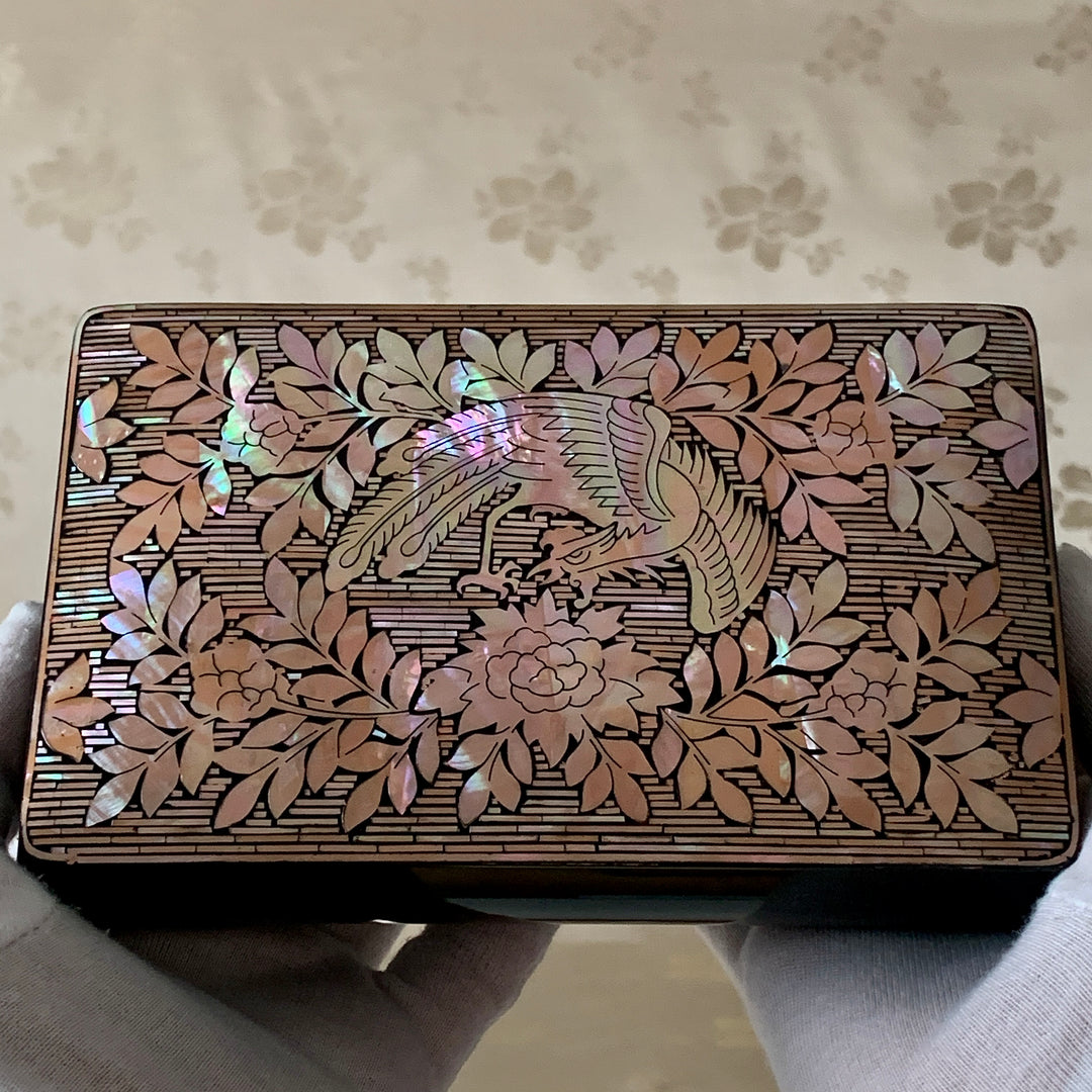 Mother-of-Pearl Lidded Box: Phoenix amid Peonies