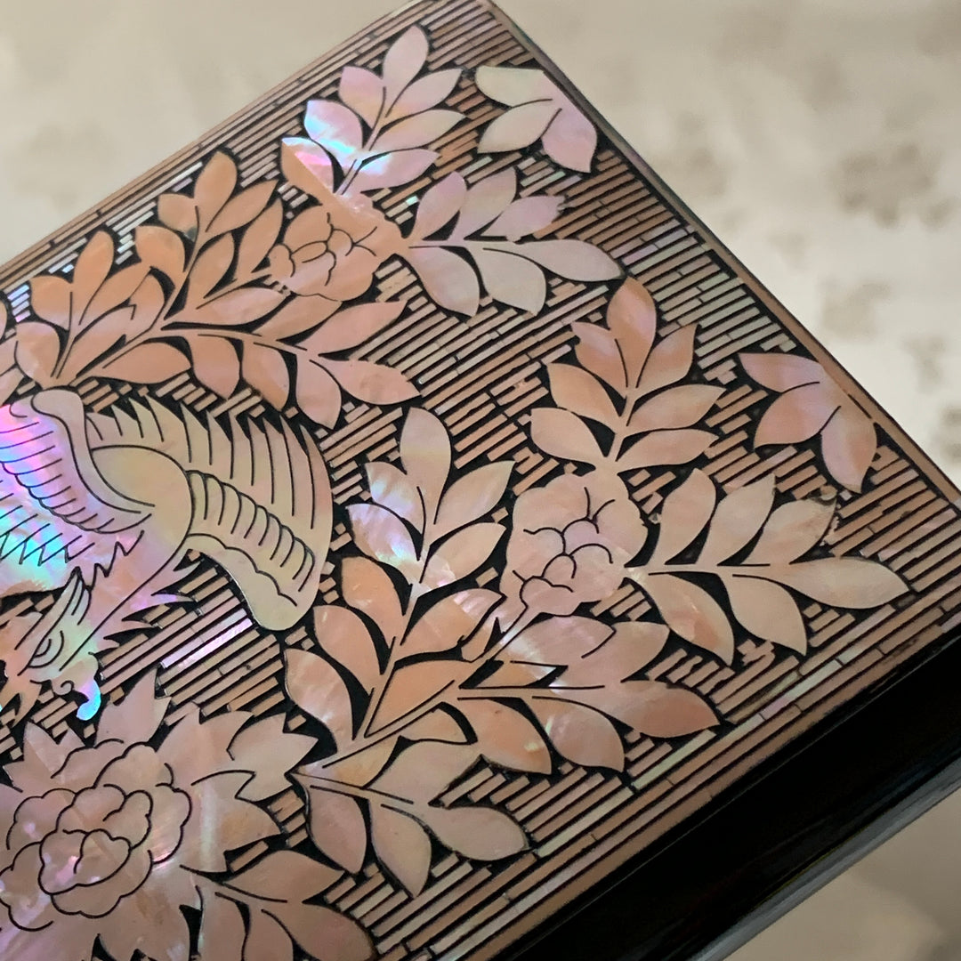 Mother-of-Pearl Lidded Box: Phoenix amid Peonies