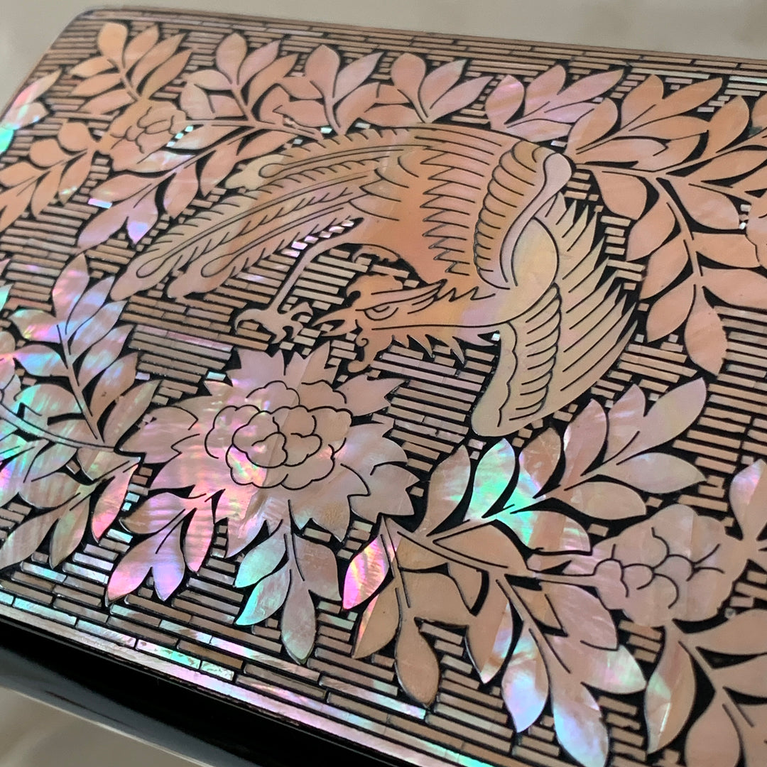 Mother-of-Pearl Lidded Box: Phoenix amid Peonies