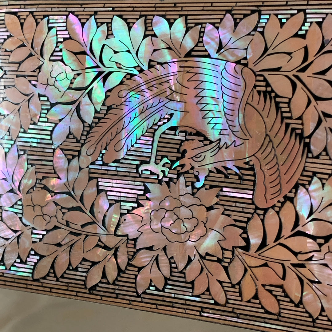Mother-of-Pearl Lidded Box: Phoenix amid Peonies