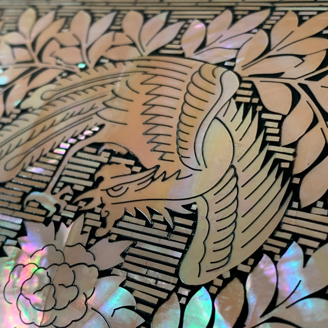 Mother-of-Pearl Lidded Box: Phoenix amid Peonies