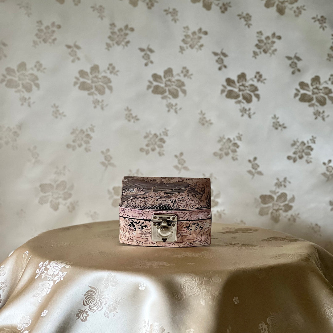 Mother-of-Pearl Ring Box: Cranes and Deer in a Longevity Landscape
