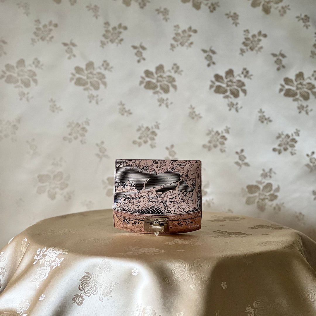 Mother-of-Pearl Ring Box: Cranes and Deer in a Longevity Landscape