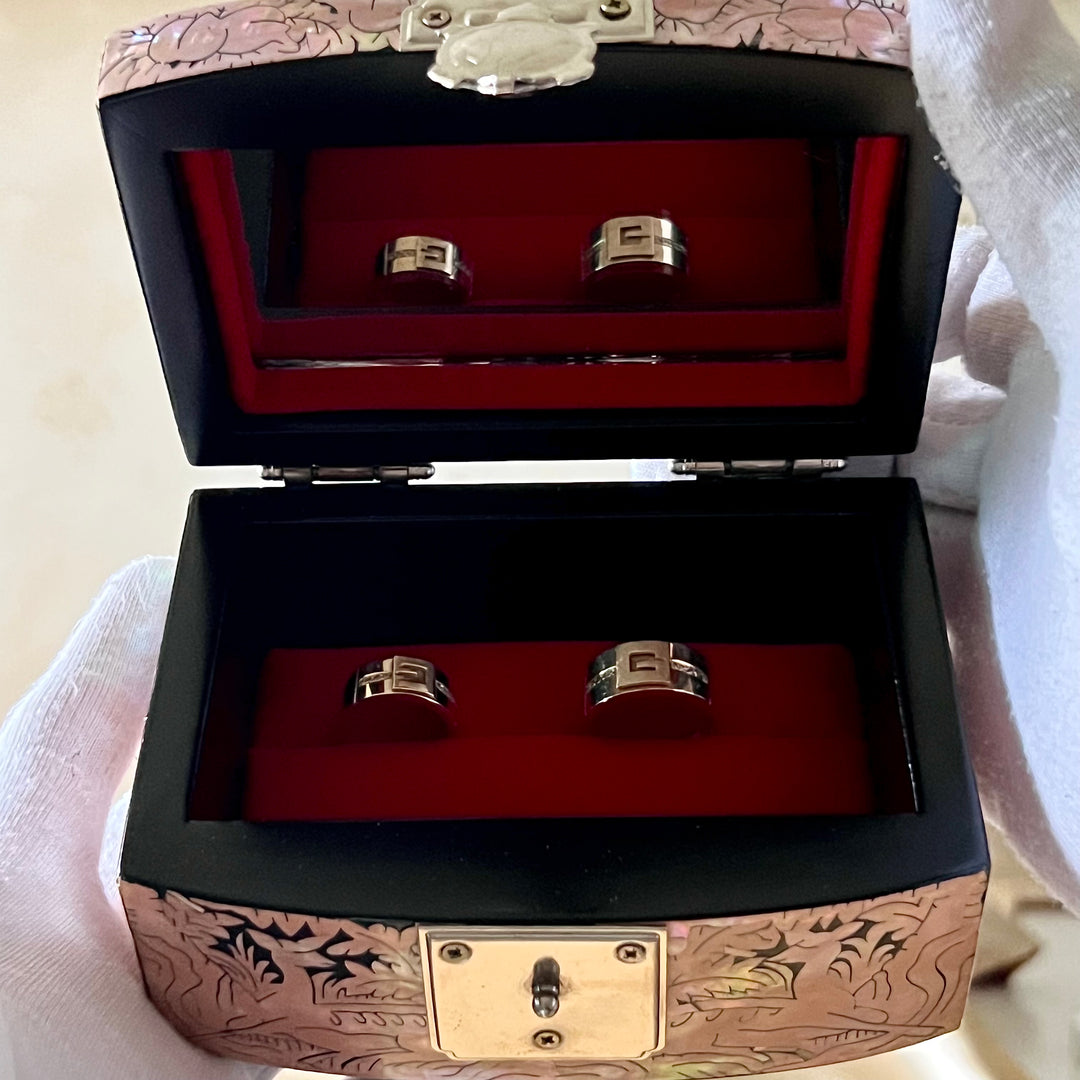 Mother-of-Pearl Ring Box: Cranes and Deer in a Longevity Landscape