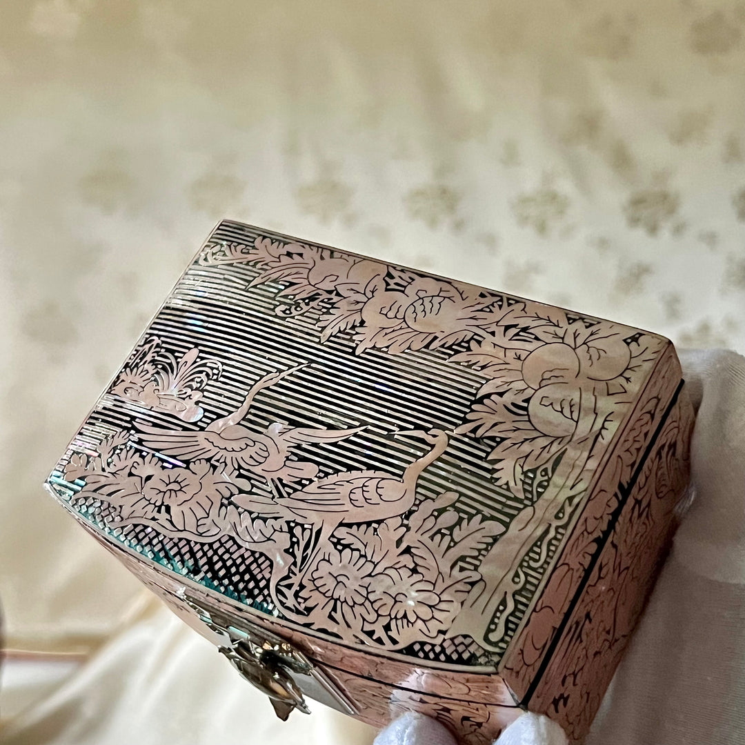Mother-of-Pearl Ring Box: Cranes and Deer in a Longevity Landscape