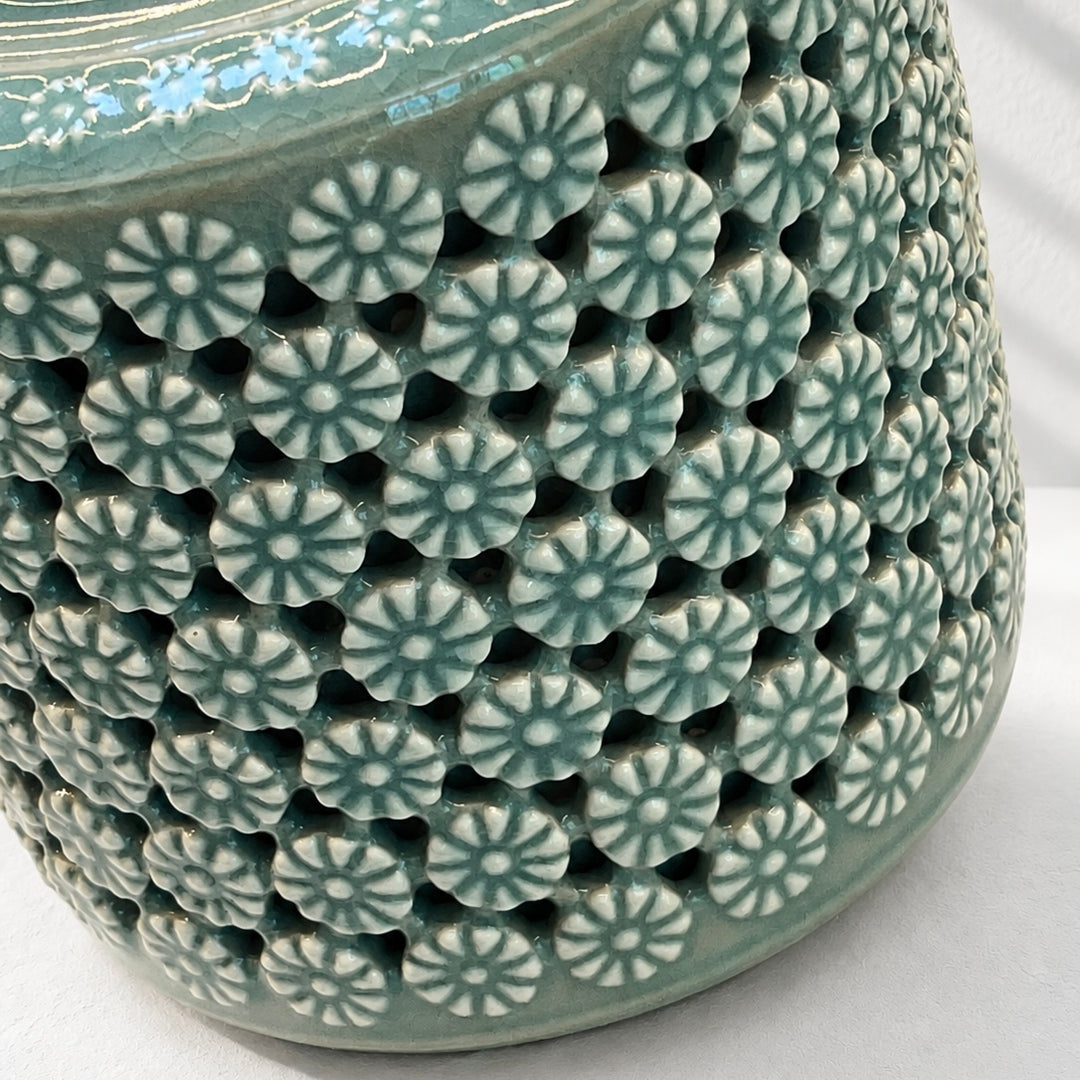 Celadon Double-Walled Openwork Lidded Jar: Chrysantimum Motif, 2024