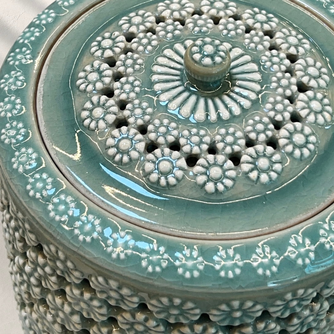 Celadon Double-Walled Openwork Lidded Jar: Chrysantimum Motif, 2024