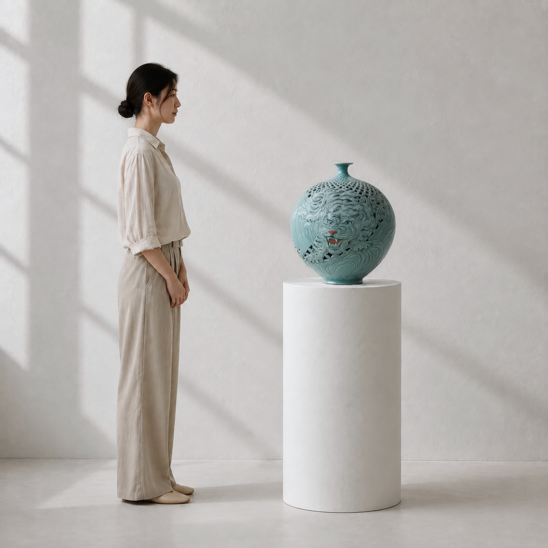 Celadon Double-Walled Openwork Vessel: Tiger Motif, 2022