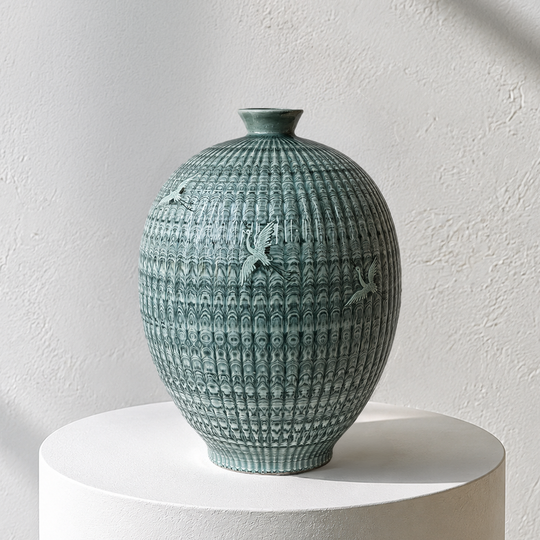 Seladon-Gefäß (Ho): Yeollimun Mixed-Clay Technik von Meisterhandwerker