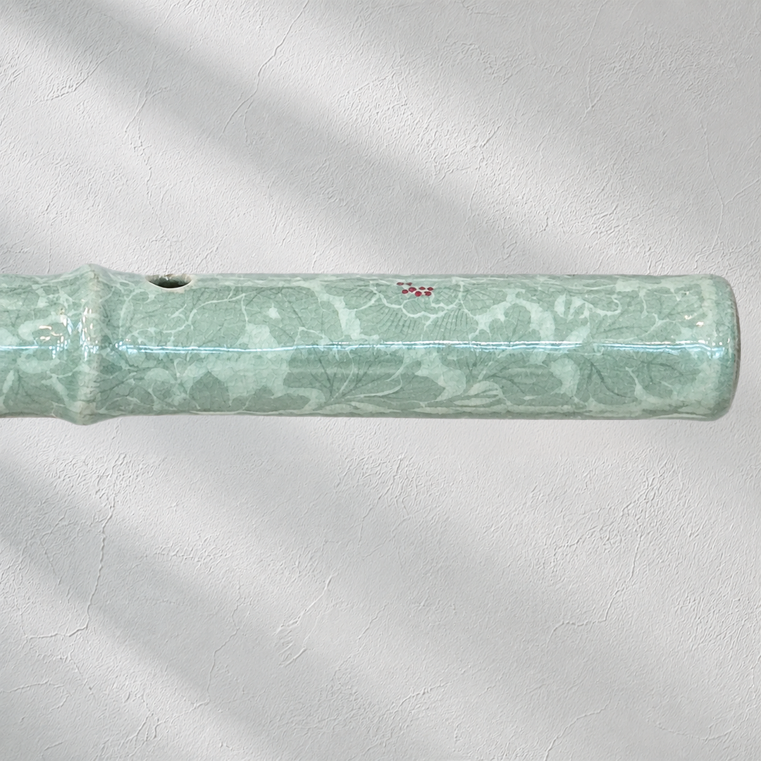 Celadon Daegeum: Peony Motif in Reverse Inlay