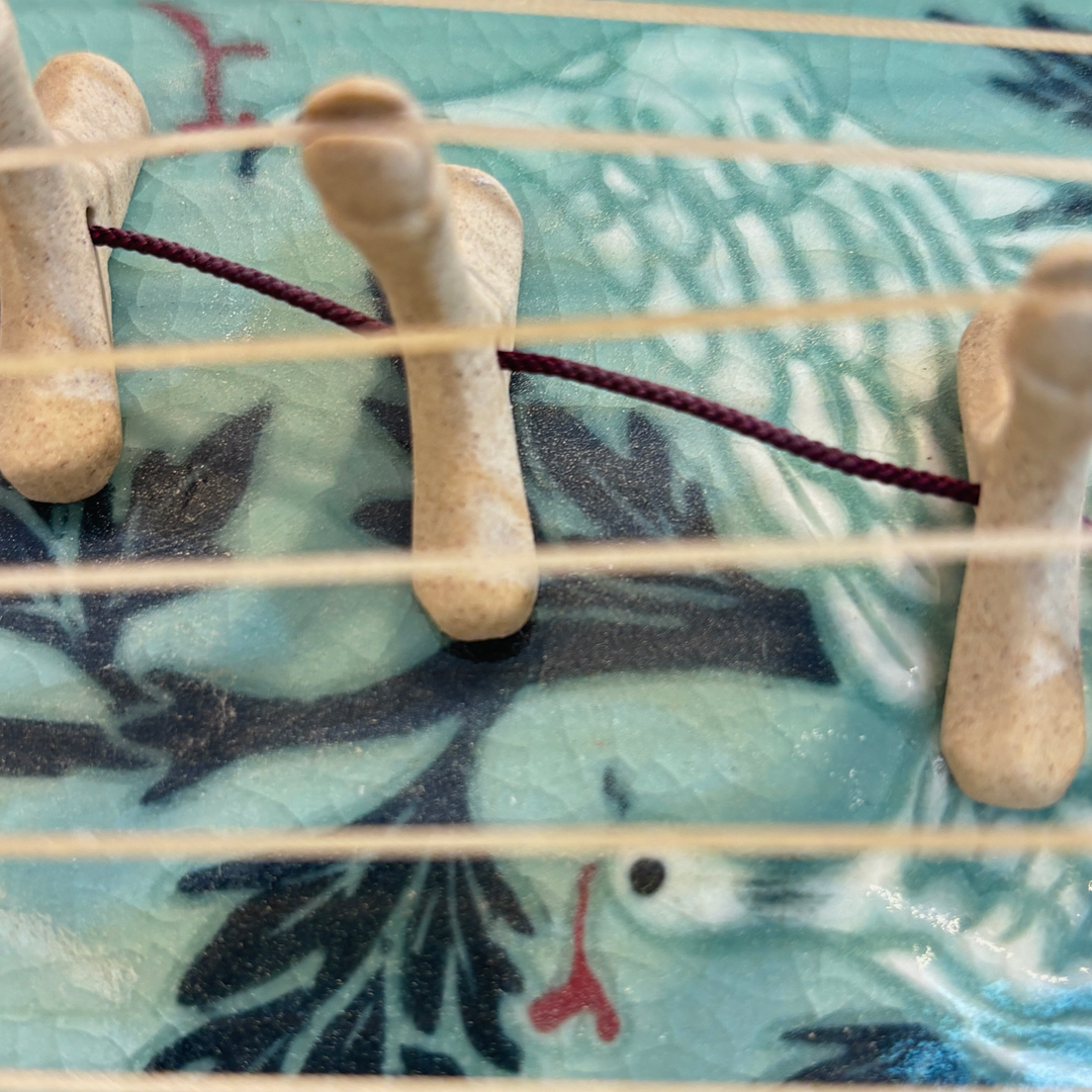 Celadon Sanjo Gayageum: Inlaid Peony and Phoenix Motif