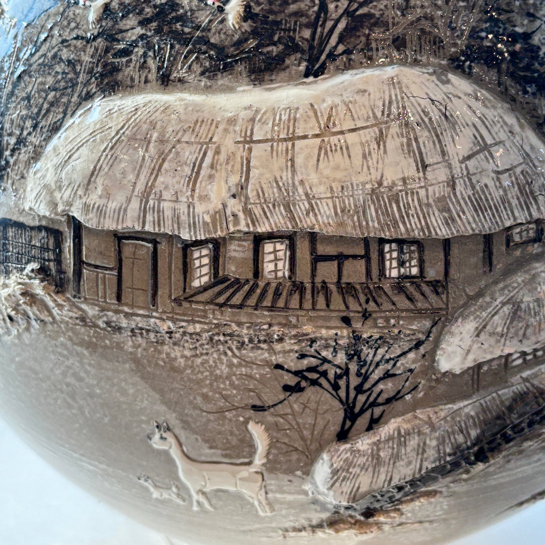 Buncheong Vessel: Thatched-House Landscape in Applied Relief, 2023