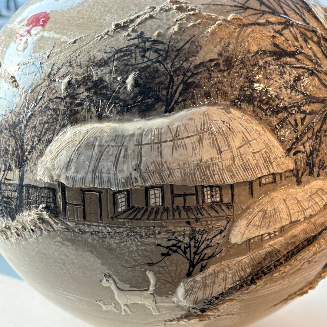 Buncheong Vessel: Thatched-House Landscape in Applied Relief, 2023