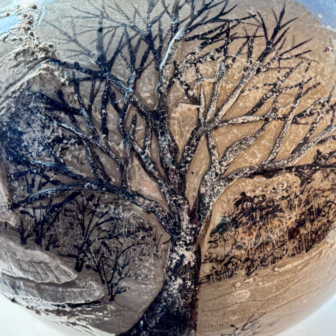 Buncheong Vessel: Thatched-House Landscape in Applied Relief, 2023