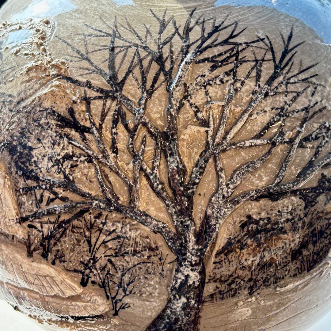Buncheong Vessel: Thatched-House Landscape in Applied Relief, 2023