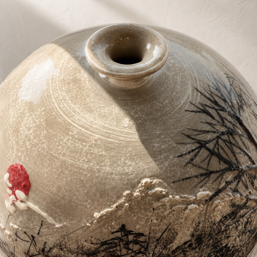 Buncheong Vessel: Thatched-House Landscape in Applied Relief, 2023