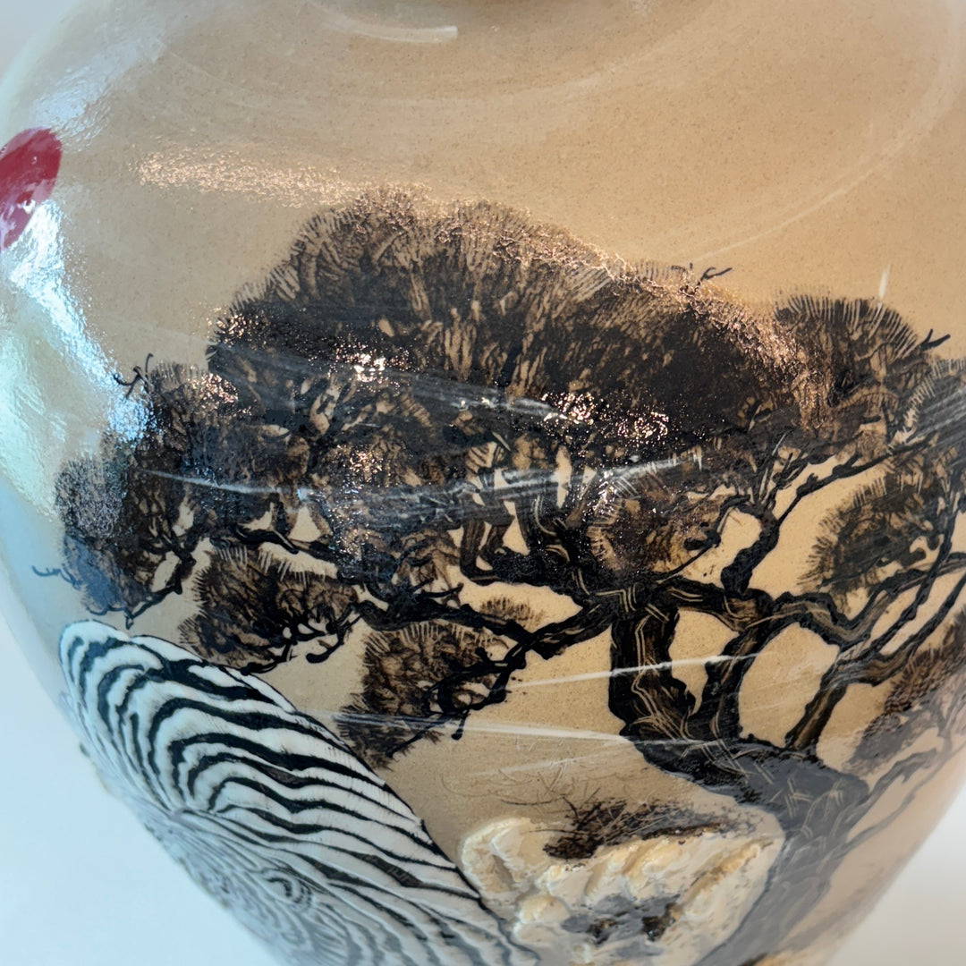 Buncheong Vessel: Tiger and Landscape Motif in Applied Relief, 2025