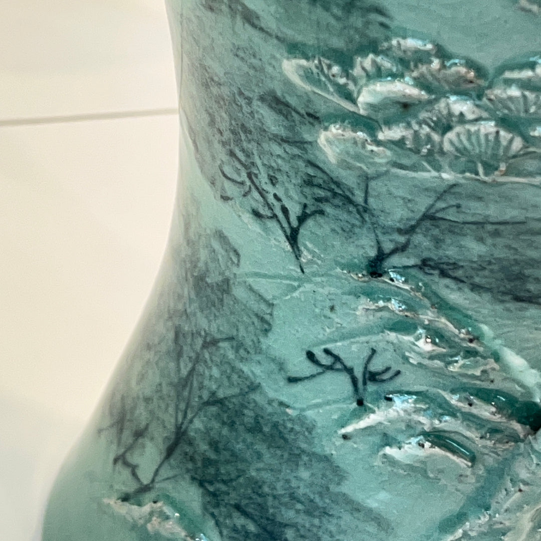 Celadon Maebyeong Vase: Applied Relief Pine-and-Crane Motif, 2024