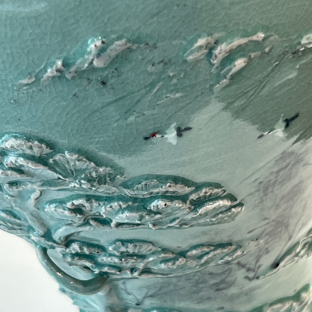 Celadon Maebyeong Vase: Applied Relief Pine-and-Crane Motif, 2024