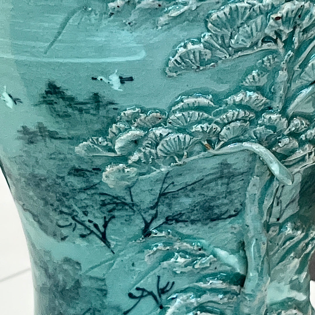 Celadon Maebyeong Vase: Applied Relief Pine-and-Crane Motif, 2024