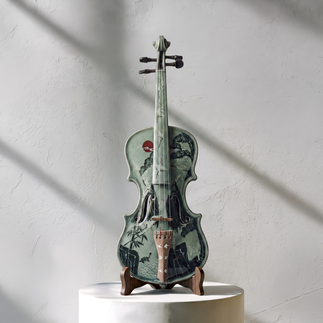 Celadon Violin: Ten Symbols of Longevity Motif, 2020