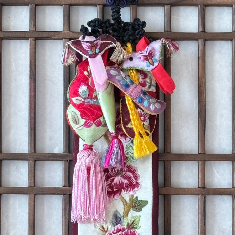 Peony embroidery Korean wall art