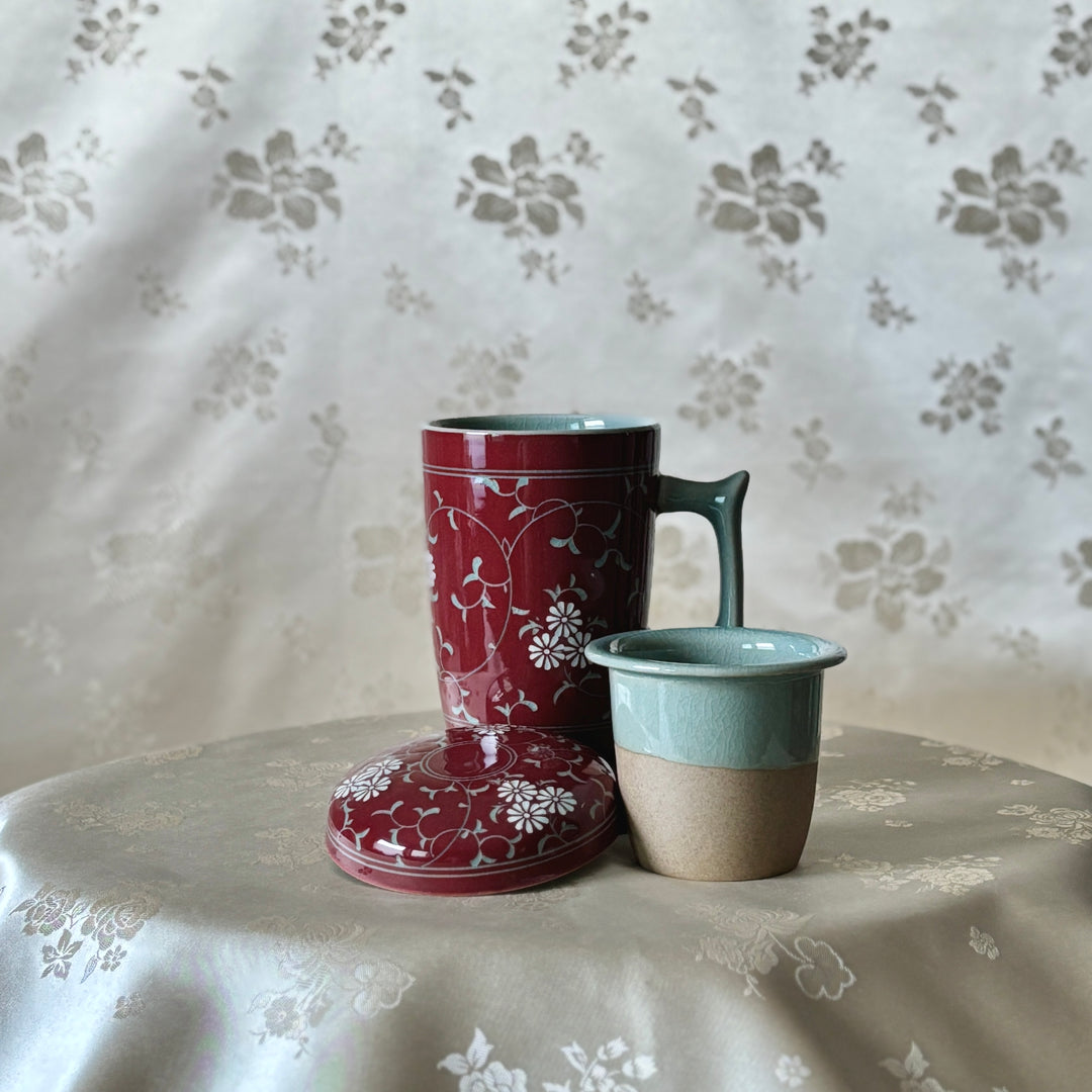 Red celadon Korean handmade mug