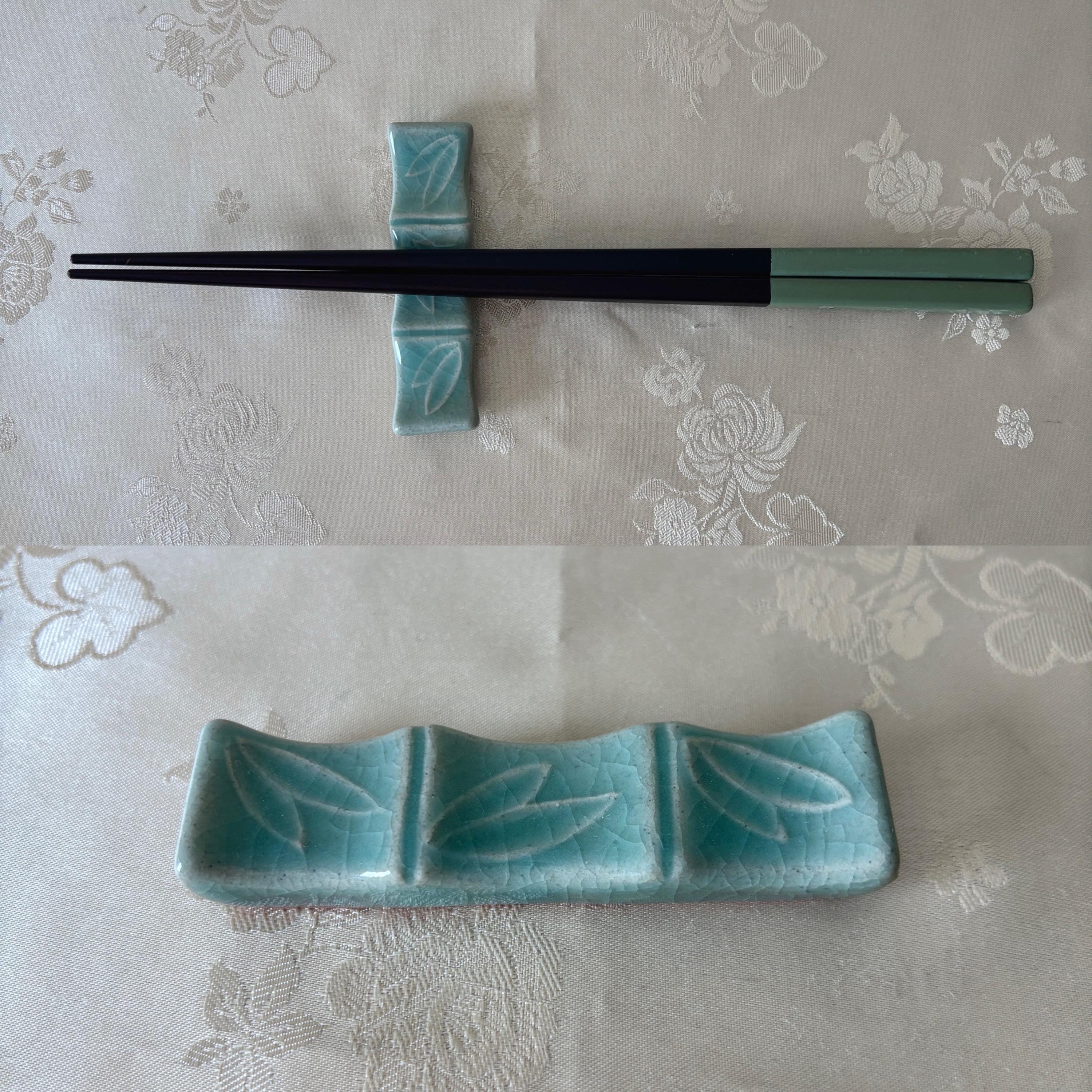 korean ceramic chopstick rest bamboo pattern