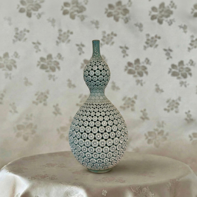 korean celadon Decorative vase with floral triple wall  