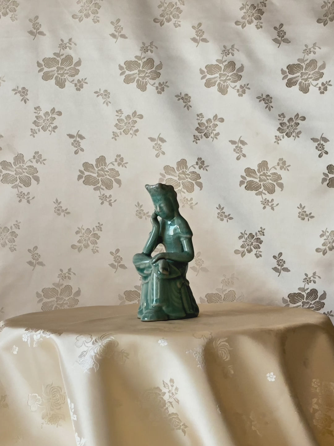 Celadon Statue: Bodhisattva in Deep Contemplation