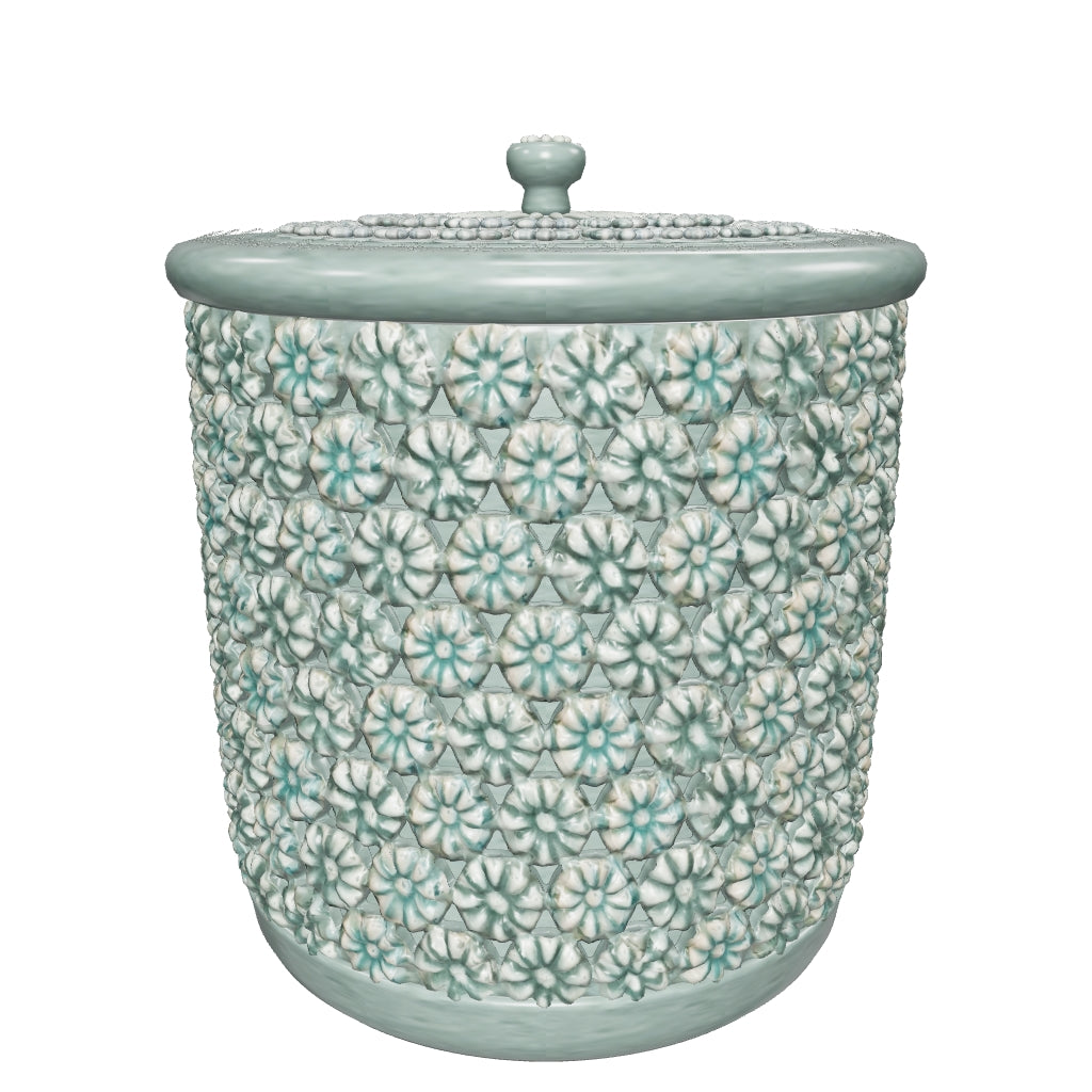 Celadon Double-Walled Openwork Lidded Jar: Chrysantimum Motif, 2024