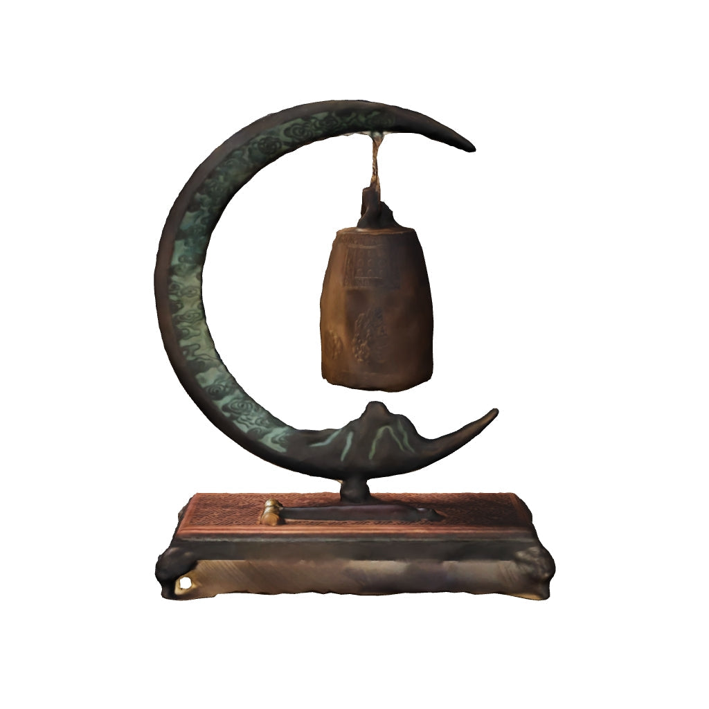 Bronze Bell on Crescent Moon Stand: Cheongwol Bell, Sacred Bell of King Seongdeok Motif