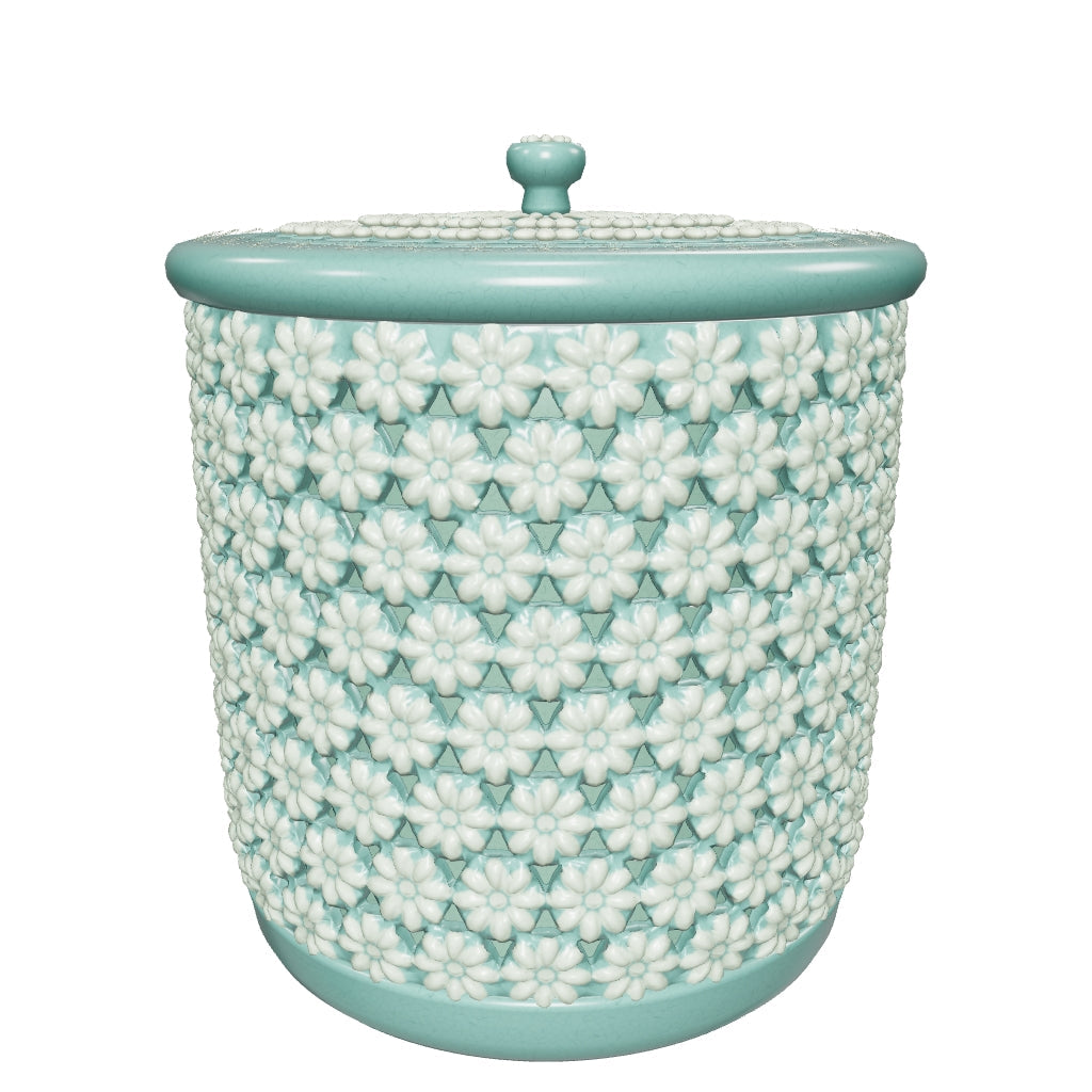 Celadon Double-Walled Openwork Lidded Jar: Chrysantimum Motif, 2024