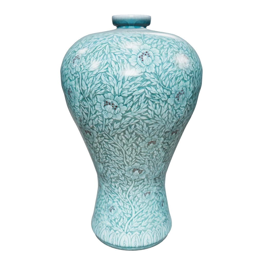 Celadon Maebyeong: Peony and Foliage Motifs in White-Slip Sgraffito, 2024