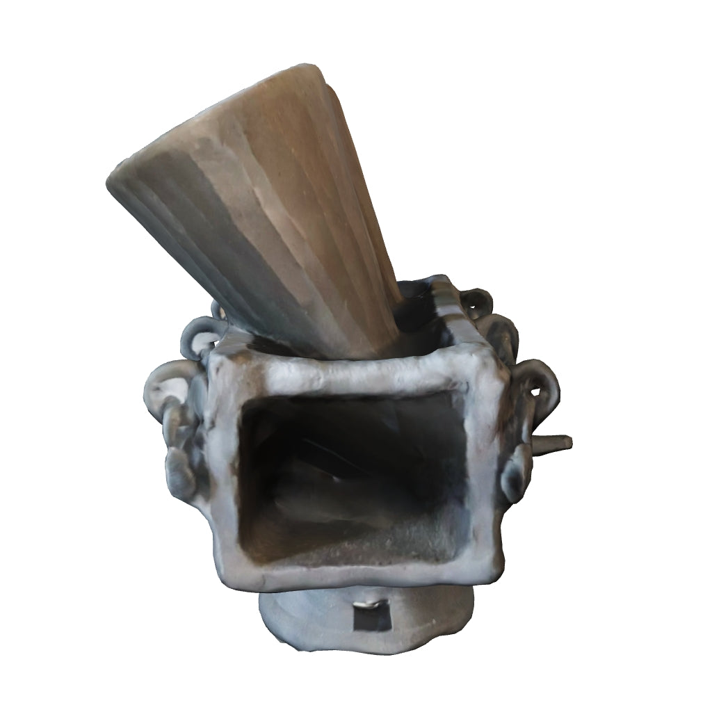 Silla Earthenware Horn-Cup Vessel: Twin Horn-Shaped Cups on Rectangular Stand