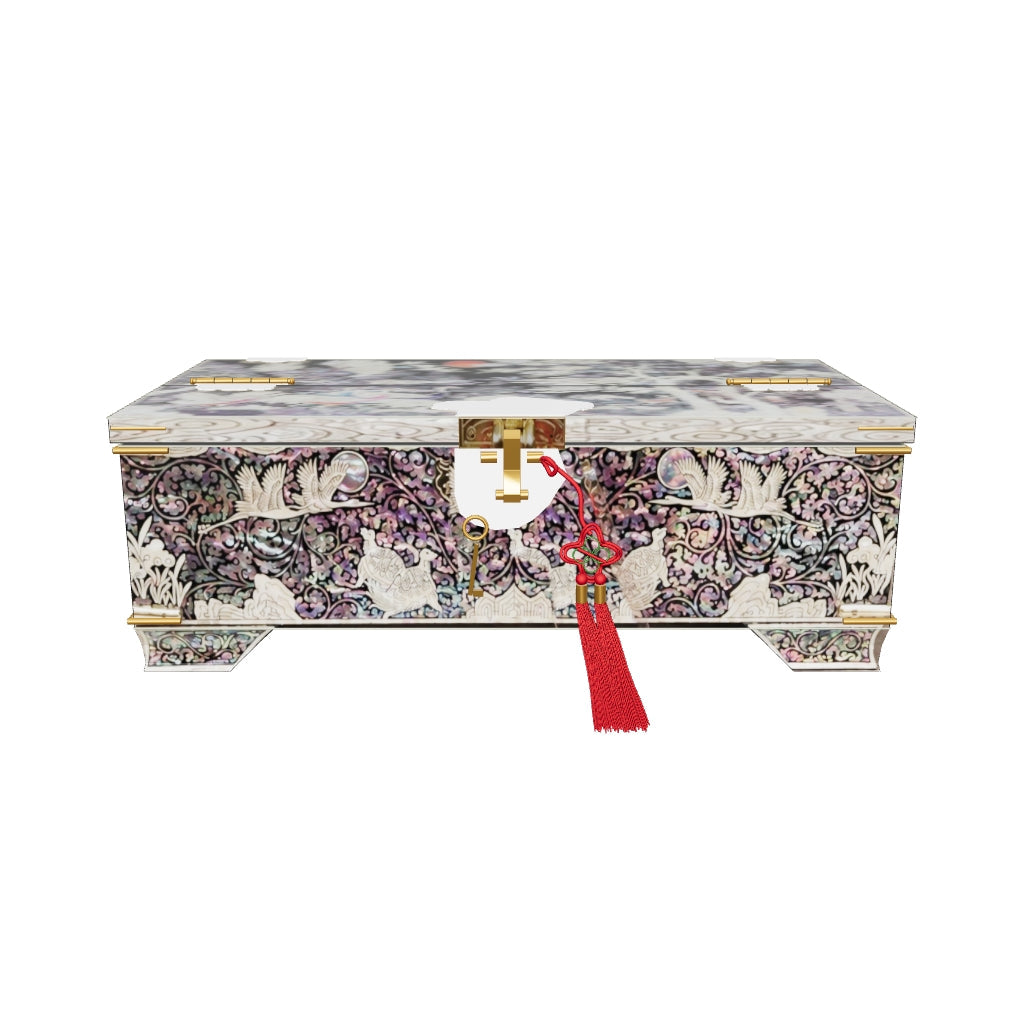 Mother-of-Pearl Wedding Jewelry Chest: Longevity Motifs