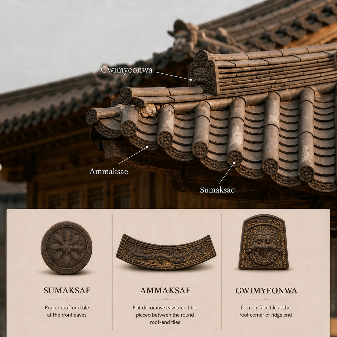 Silla Earthenware Roof-End Tile (Sumaksae): Smiling Human Face Motif