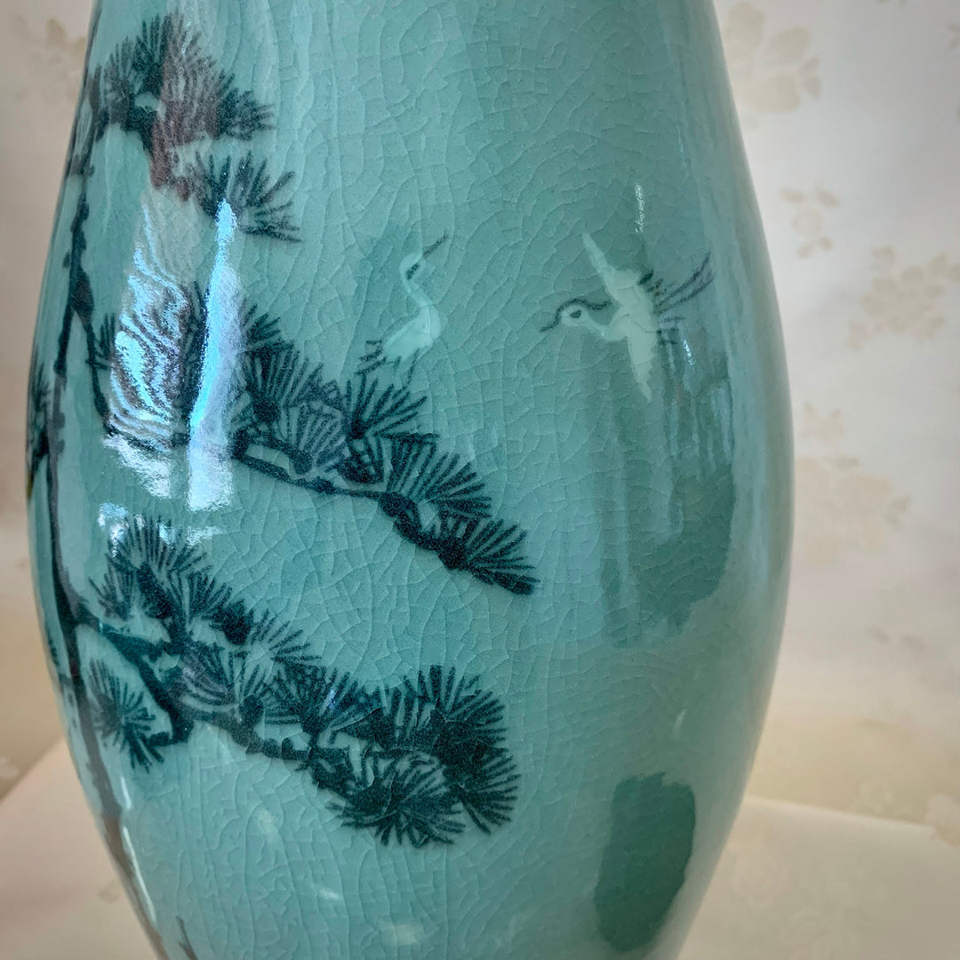 Celadon Long Vase with Pine Tree pattern