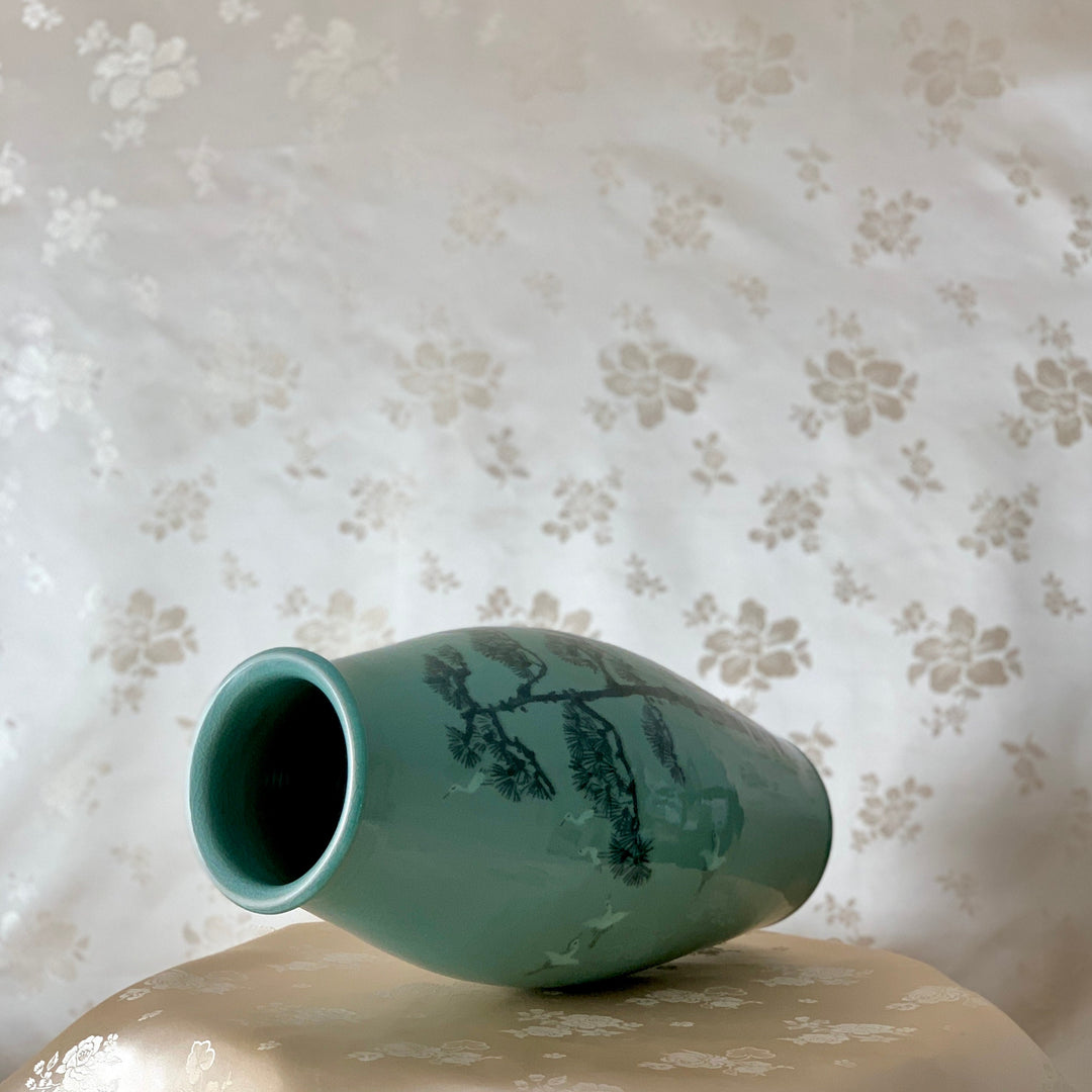 Celadon Long Vase with Pine Tree pattern