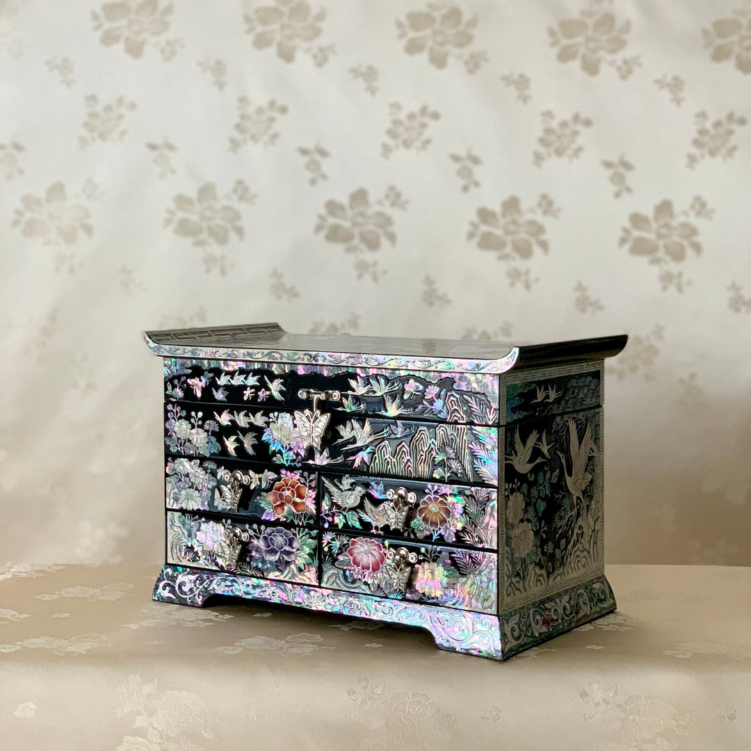 Mother of Pearl Jewelry Box with Peony and Crane Pattern (자개 목단 송학문 보석함)