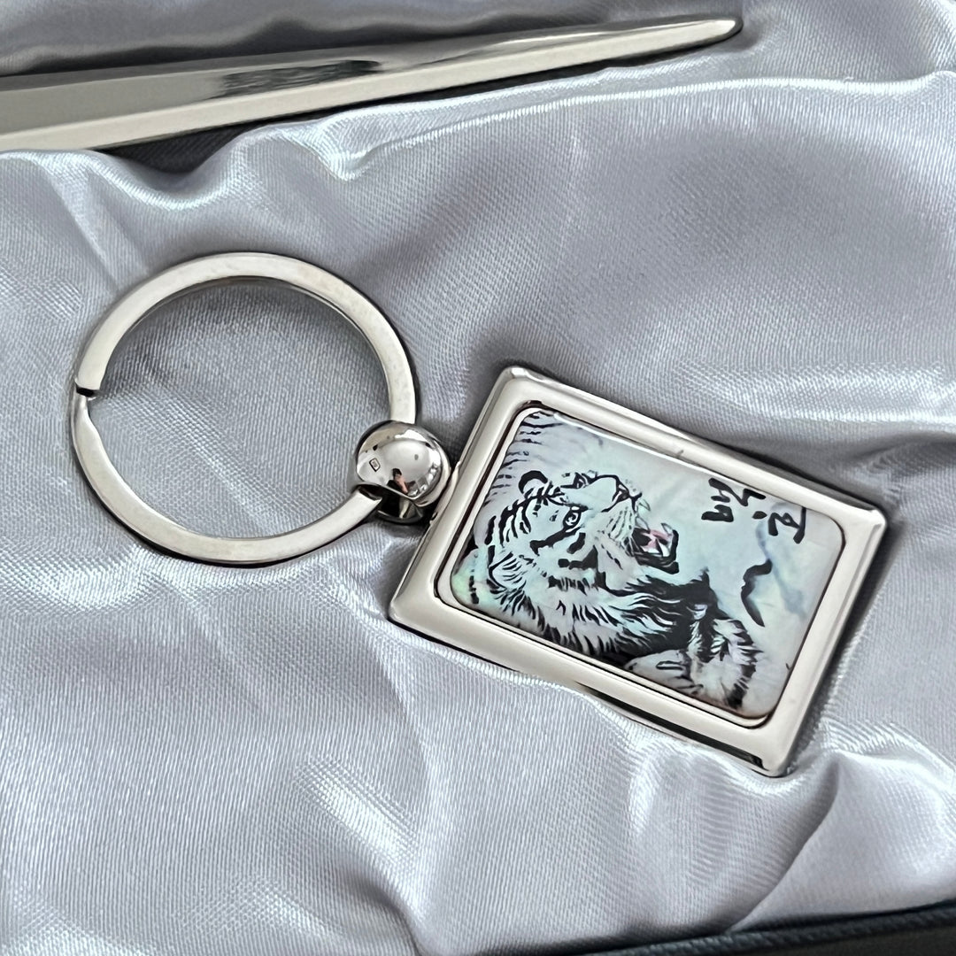 Korean Traditional Mother of Pearl Pattern White Tiger Gift Set