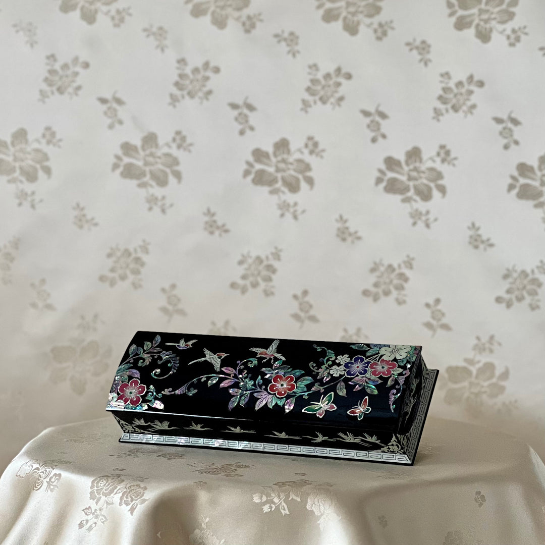 Mother of Pearl Pencil Case with Flower and Bird Pattern (자개 화조문 필함)