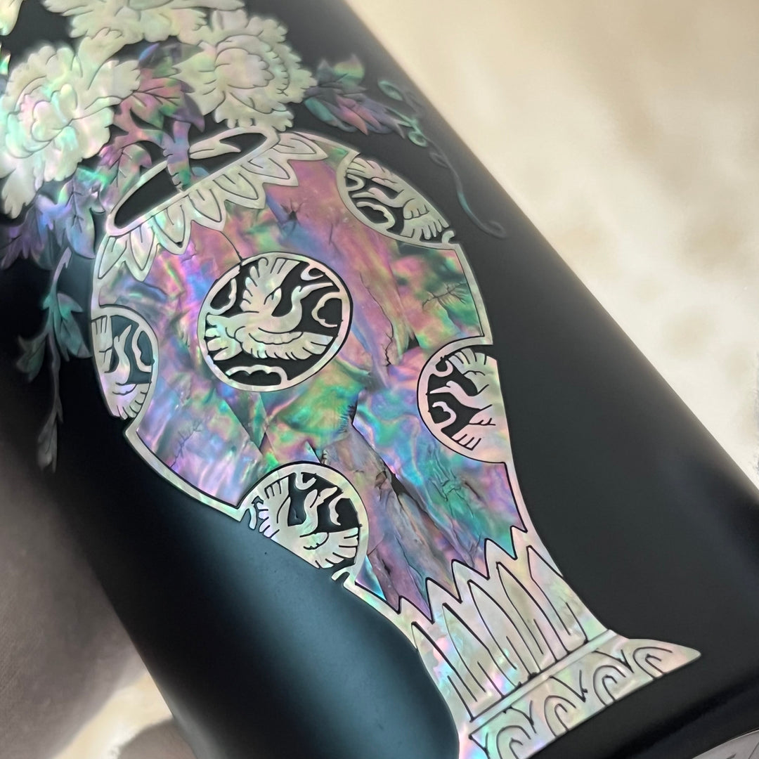 Mother of Pearl Black Stainless Thermal Bottle with Celadon Vase Pattern (자개 청자호문 보온병)